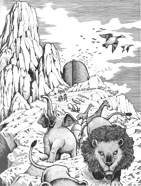 Living Creatures Leaving the Ark to Repopulate the Earth